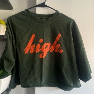 Green Cropped with Orange Print HIGH XL